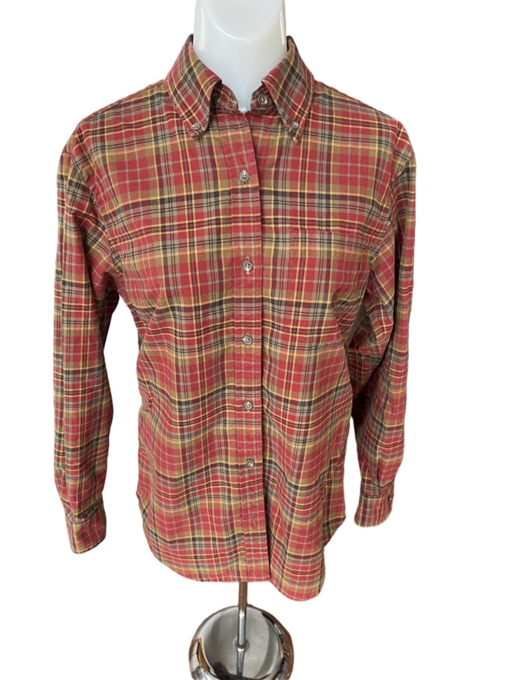 Ralph Lauren Traditional Country Plaid Tailored Button Down size S
